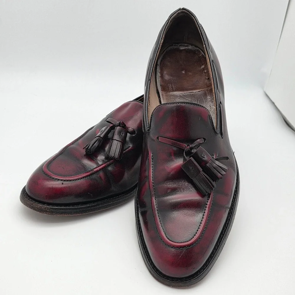 Johnston & Murphy Heritage Vintage Tassel Loafers Mens 9.5 C Oxblood Leather USA